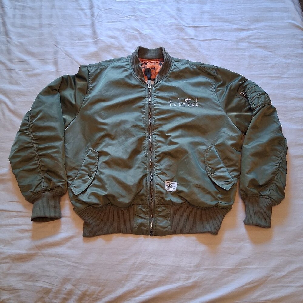 Playboy x Alpha Industries Reversible MA-1 Sage Flight Jacket Adult XL